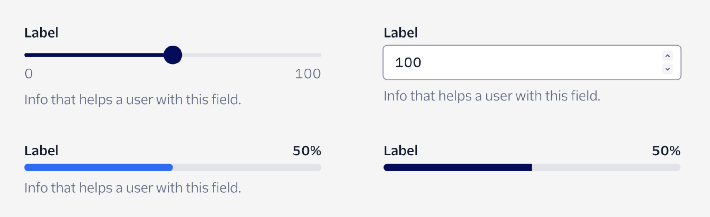 Preview of the Slider, Number Input, Progress Bar, and Meter components in Figma