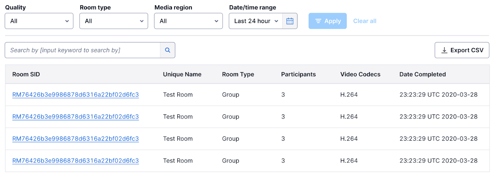 Screenshot of a Filter Group pattern example