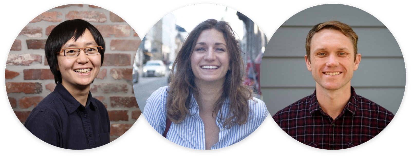 Photo of this month's Pastemates. Left: Kate Hsiao. Center: Tess Hannel. Right: Zach Kuzmic.