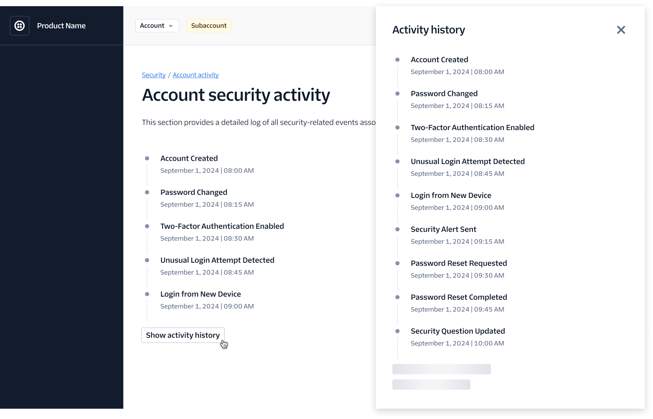 a demo page with filter pattern